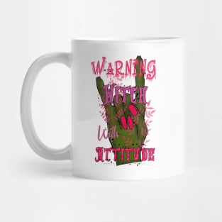 Warning witch with attitude  - happy halloween Mug